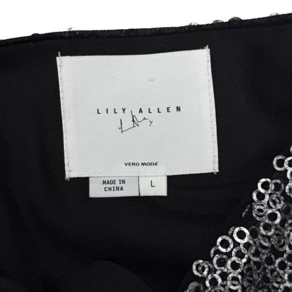 LILY ALLEN Vero Moda Silver Sequin Shift Dress Sz Large - Picture 7 of 9
